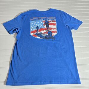 Columbia PFG Shirt Mens Size Large Short Sleeve Crew Neck Blue American Flag